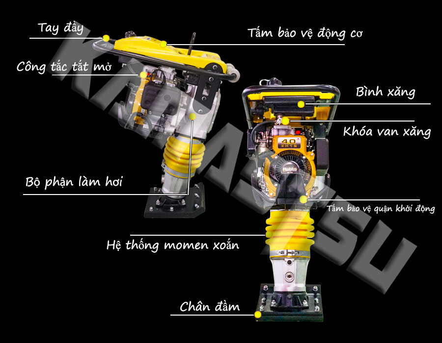 1- Cấu tạo máy đầm đất Huspanda HR 75 EH12