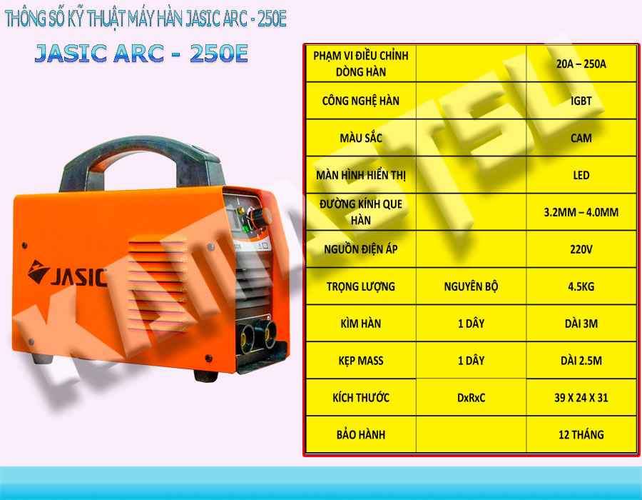 Thông số kỹ thuật máy hàn Jasic ARC 250E