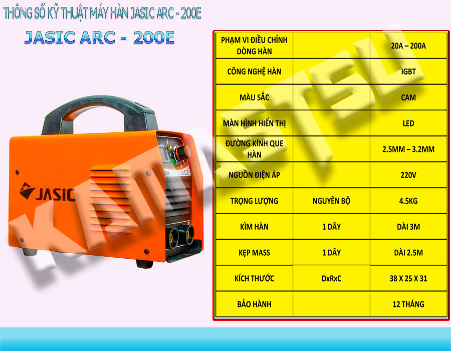 Thông số kỹ thuật máy hàn Jasic ARC 200E